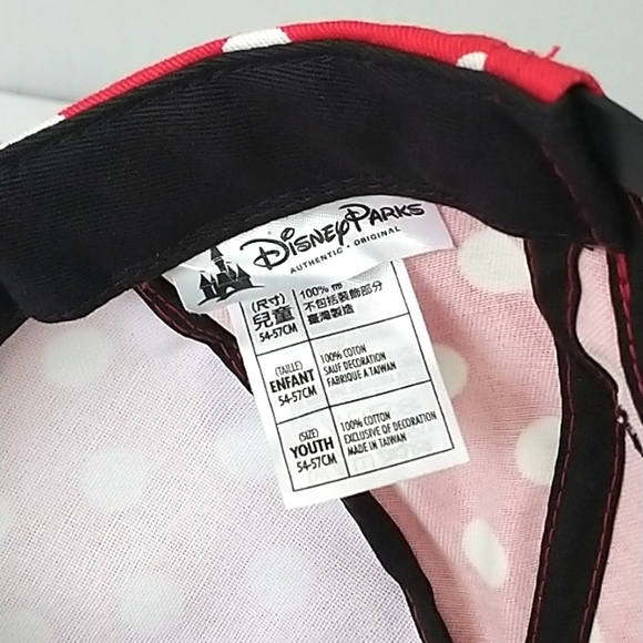 Walt Disney World Minnie Mouse Ear Red Polka Dot Youth Girls Baseball Cap Hat - Picture 4 of 5